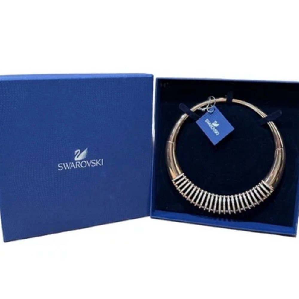 Swarovski Dare Torque Necklace Rose Gold Plated Clear Crystal Authentic 5145063